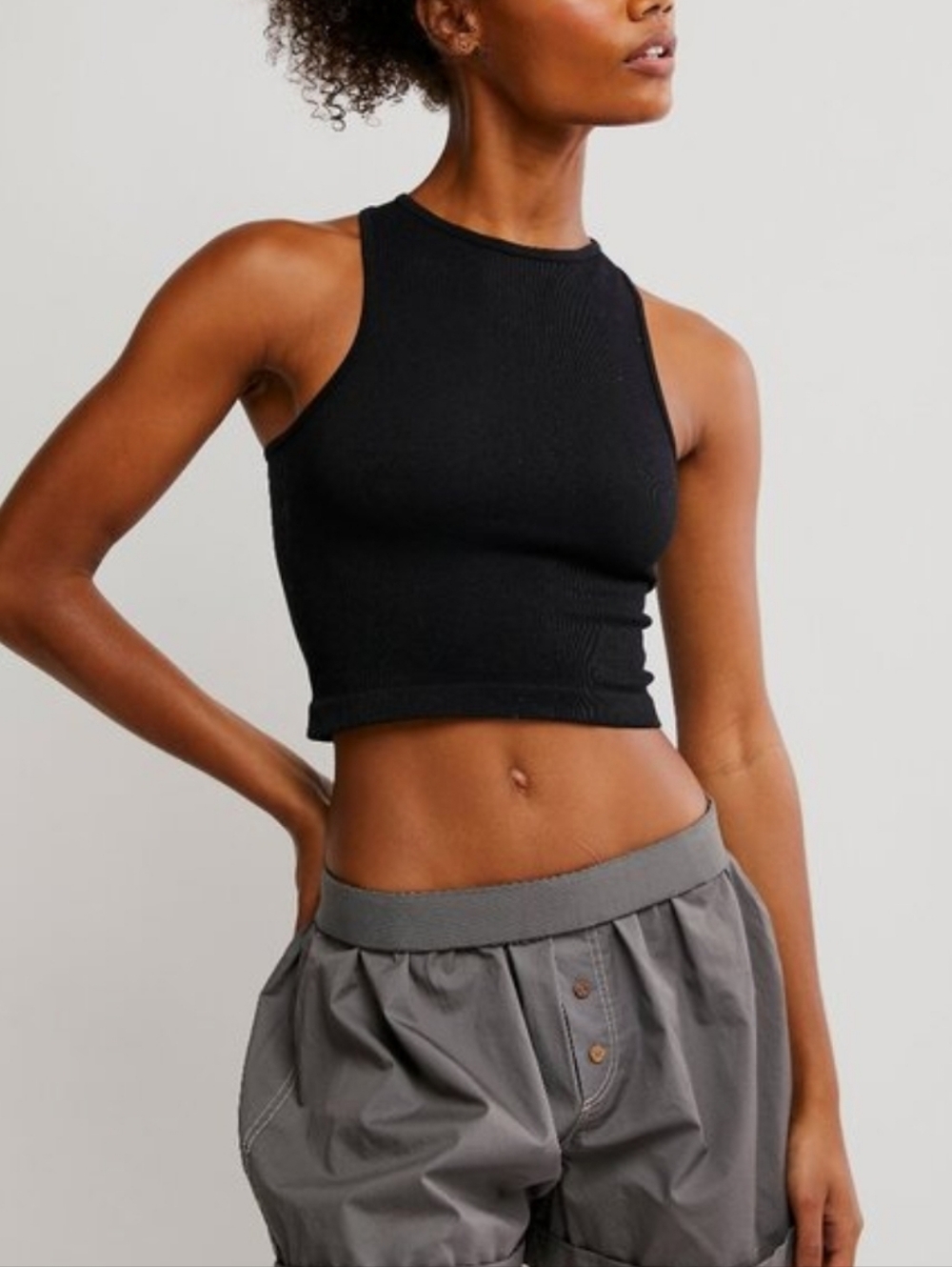 Free People Hayley Brami Crop In BLK Sz L/XL NWT